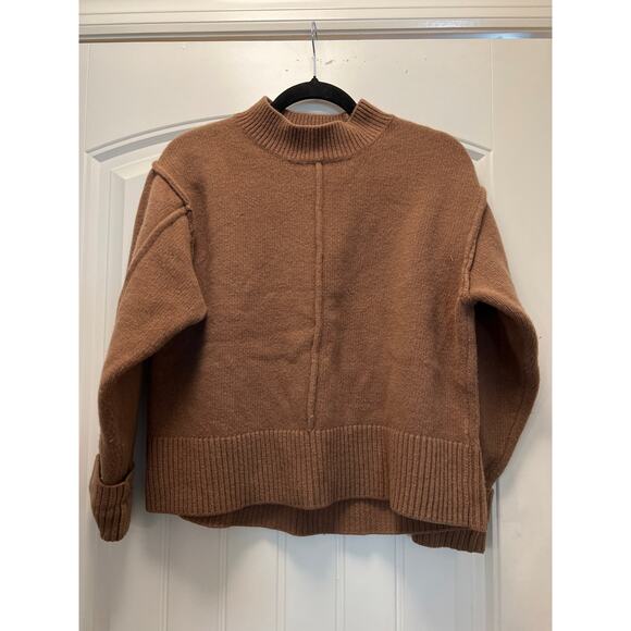 H & M Women’s Long Sleeve Ribbed Oversized Wool Pullover Sweater Size XS Brown - Picture 1 of 3